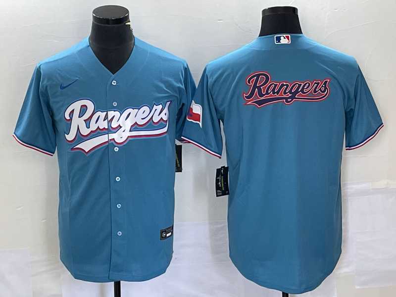 Men%27s Texas Rangers Blank Light Blue Stitched Cool Base Nike Jersey 1->customized mlb jersey->Custom Jersey
